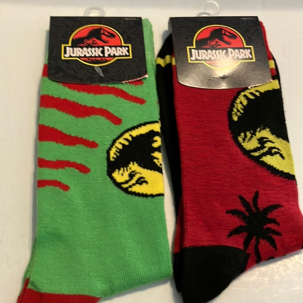 Jurassic Park Red and Green Casual Socks